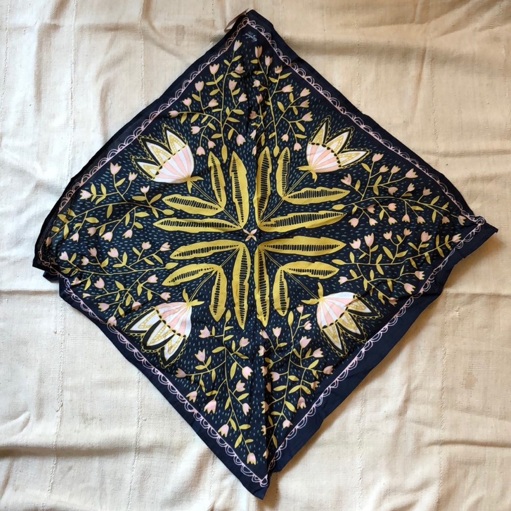 Floral print Hemlock blue and yellow bandana